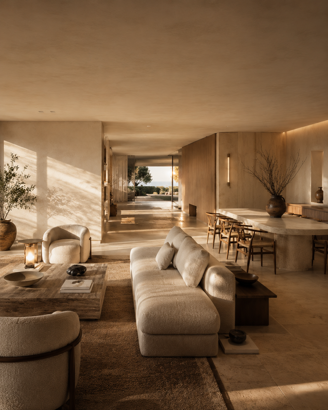 The Wolf Way Issue 01 cover — a curated living room at dusk, one lamp lit, sea beyond the axis